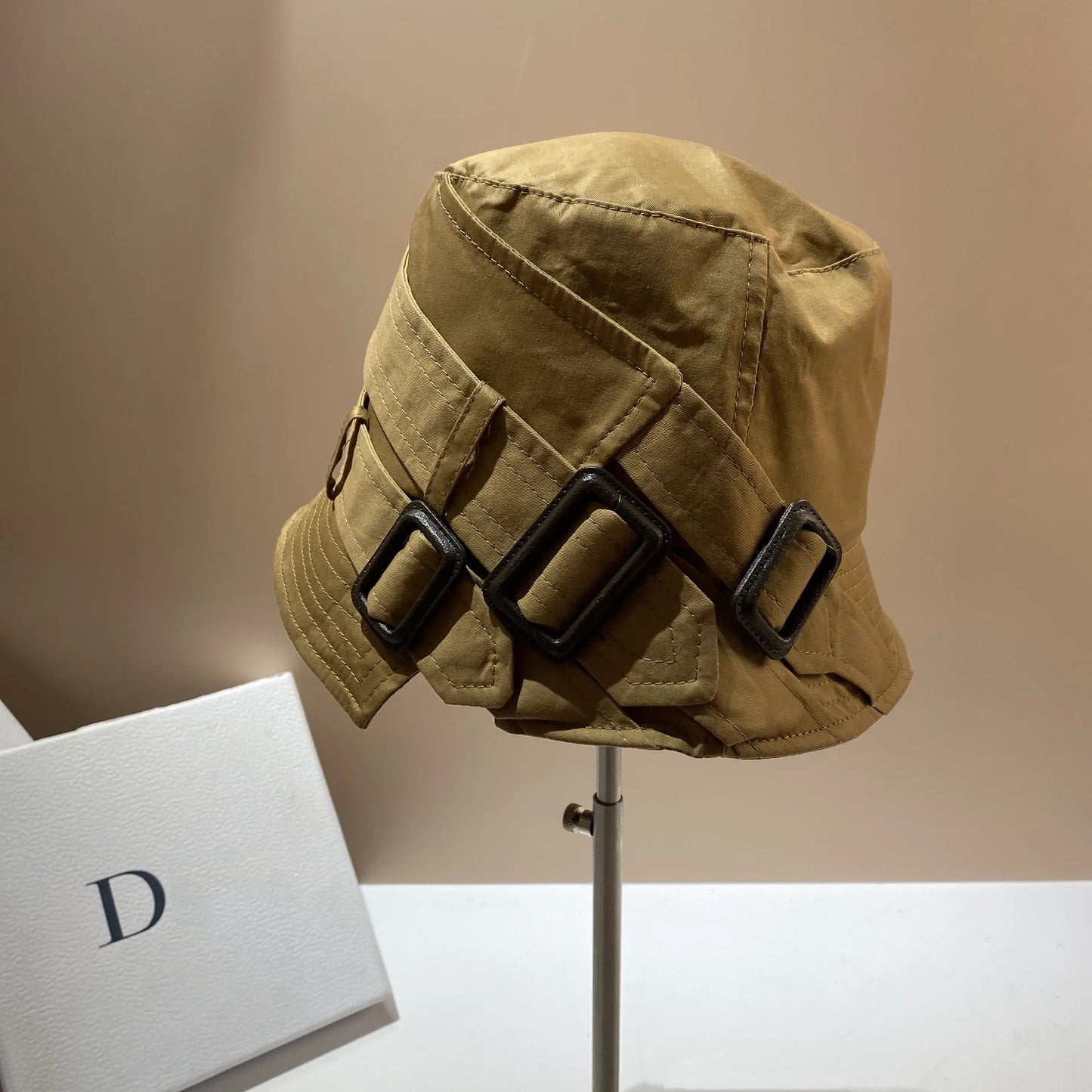Luxury Panama Belt Buckle Bucket Hat Outdoor