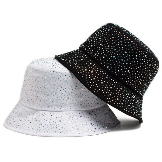 Summer Women Bucket Hat Fashion Colorful Rhinestones Cap