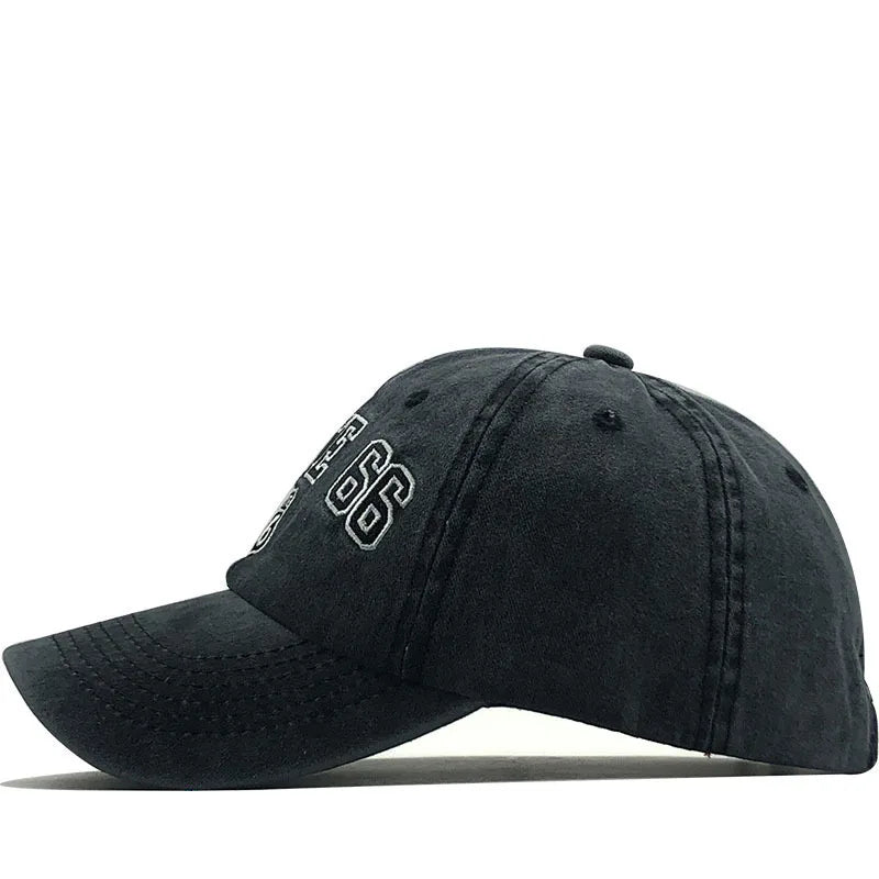 Summer New Pure Cotton Distressed Washed Baseball Cap Highway Embroidered Duckbill Cap Sunshade Hat