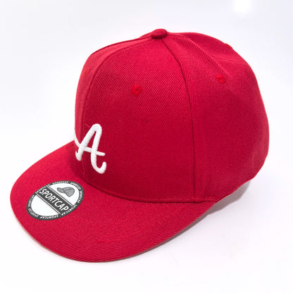 Letter A Embroidered Flat Brim Snapback Cap