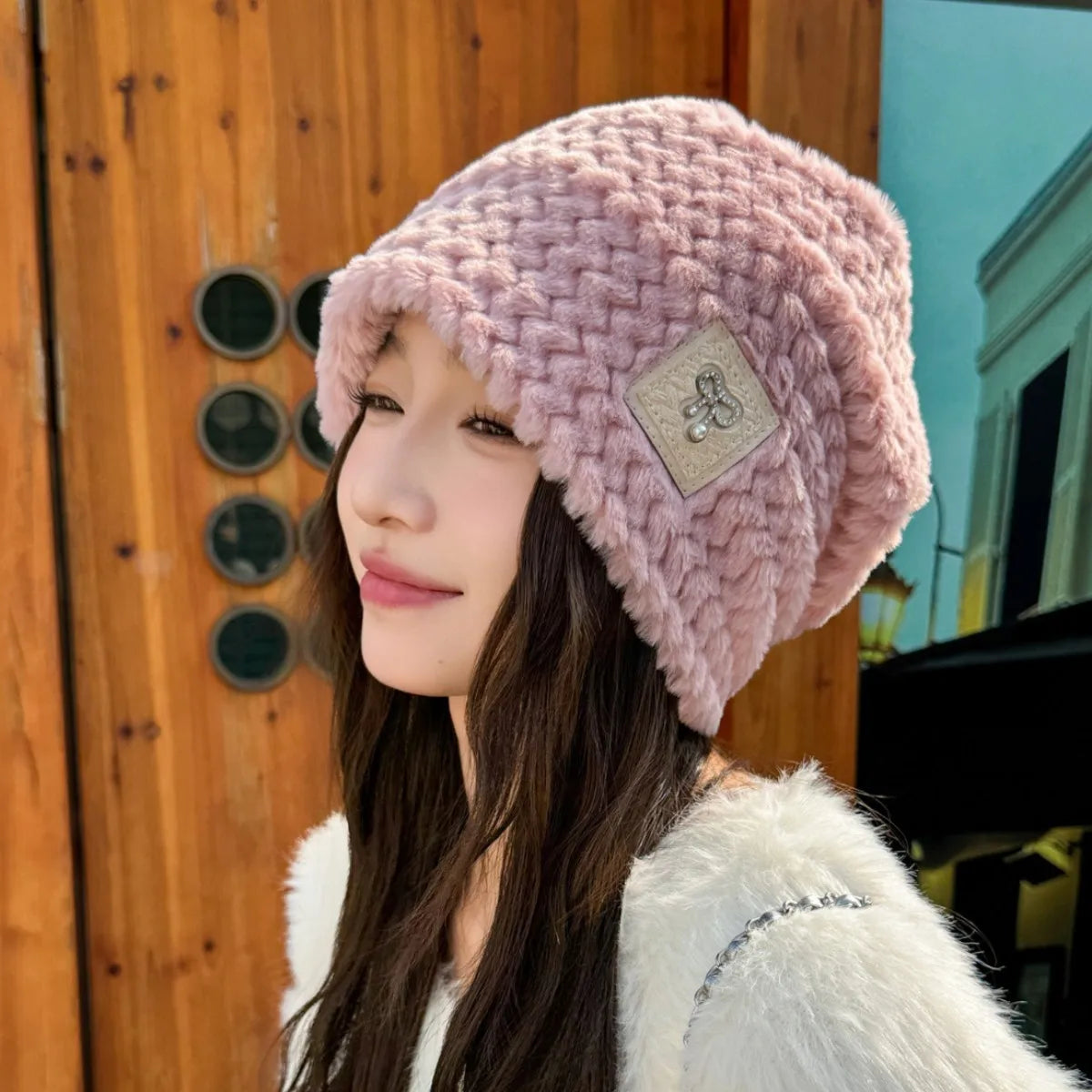 Warm Beanie Fashionable Pile Hat Leopard Print Plush Hat