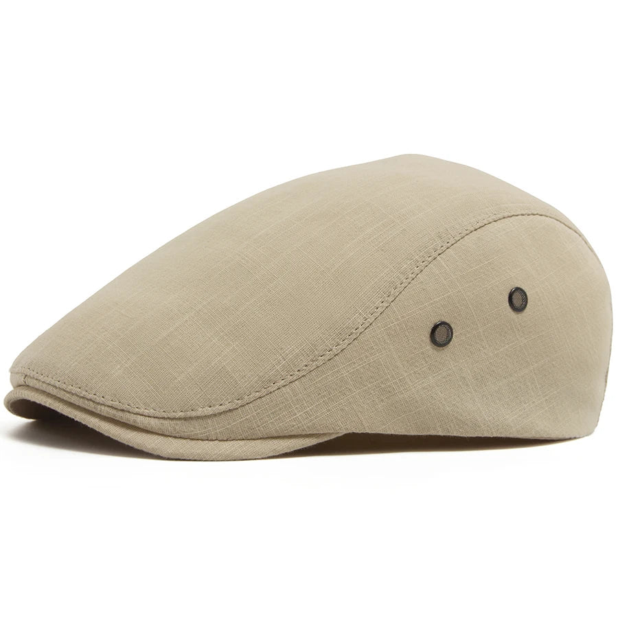 Men Linen Flat Cap Summer Breathable Newsboy Ivy Gatsby Beret Hat