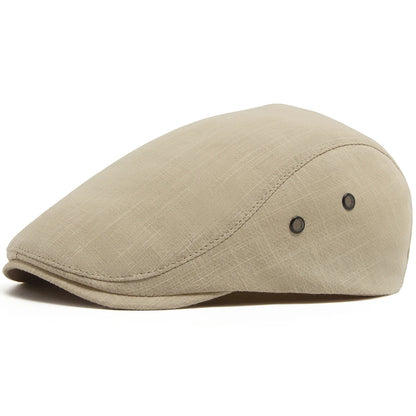Men Linen Flat Cap Summer Breathable Newsboy Ivy Gatsby Beret Hat