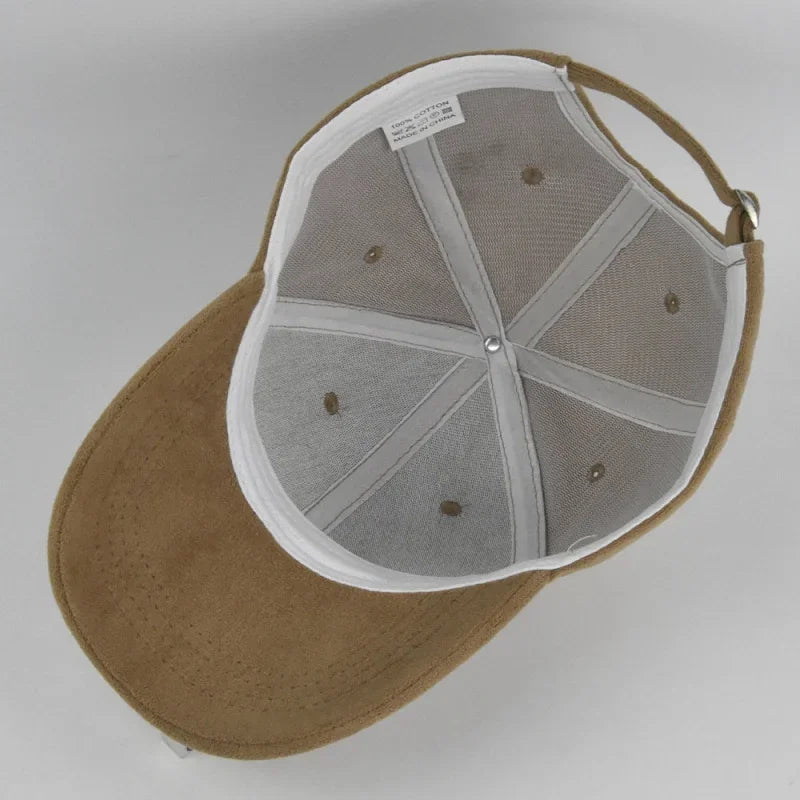 Fashion False Suede Baseball Caps For Men Women Autumn Winter Solid Retro Unisex  Adjustable Sun Caps