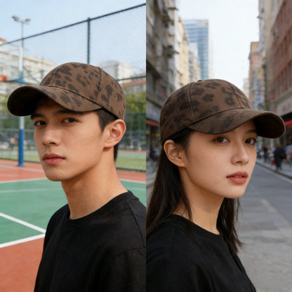 Four-Season Korean Style Leopard Print Hard Top Baseball Cap
