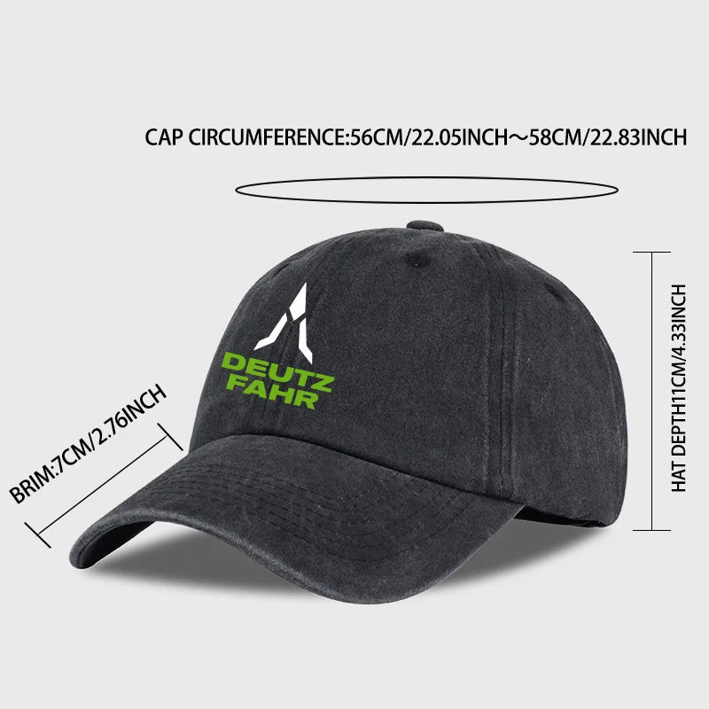 Deutz Farm Logo Printed Washed Baseball Cap Soft Comfortable Breathable Adjustable Retro Farm Style
