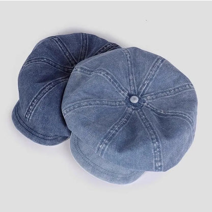Vintage Washed Denim Beret Hat