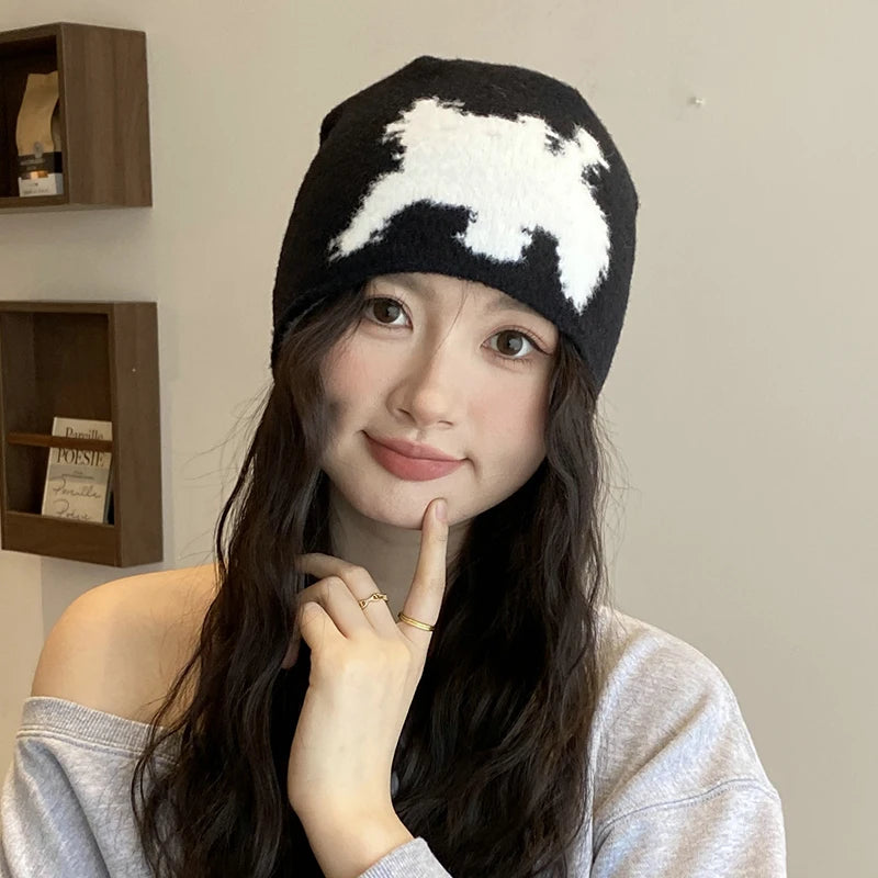 Women Hat Beanie Knitting Letter Graphic Winter