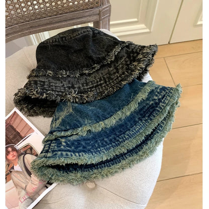Japanese Washed Rough Edge Denim Bucket Hat