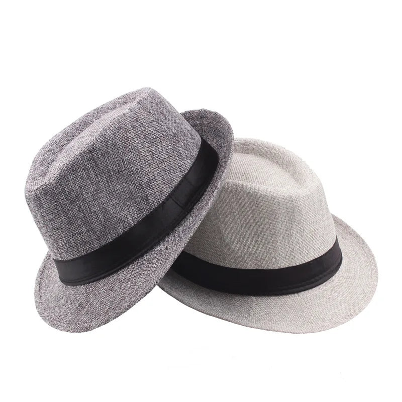 Trendy Wide Brim Men Straw Hat Women Summer Solid Color Fedoras Jazz Sun Cap