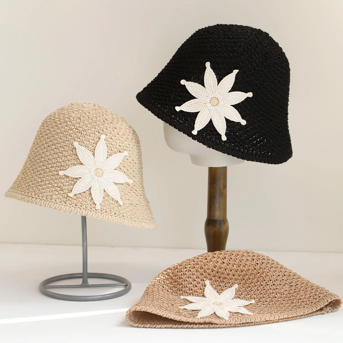 2026 Flower Bucket Hat For Women Summer Hat Weave Sun Hat