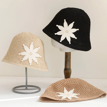 2026 Flower Bucket Hat For Women Summer Hat Weave Sun Hat