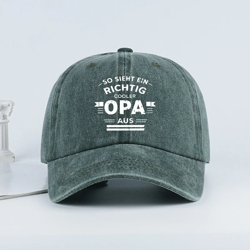 “Cooler Grandpa” German Slogan Vintage-Style Printed Baseball Cap