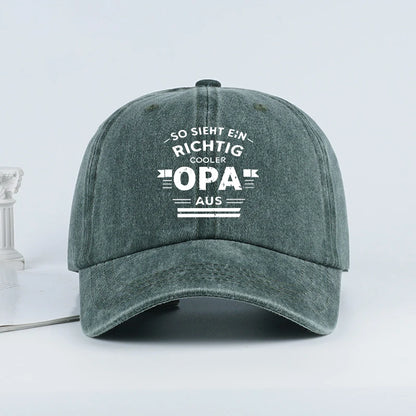 “Cooler Grandpa” German Slogan Vintage-Style Printed Baseball Cap