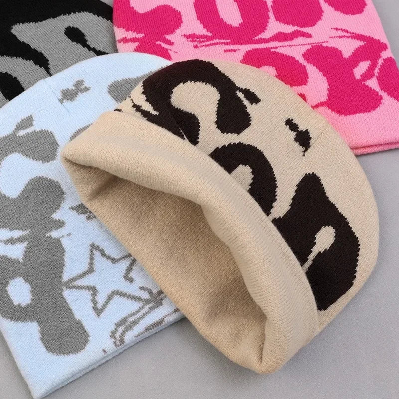 Knitting Beanie Hat For Women Y2K Punk Letter Hat