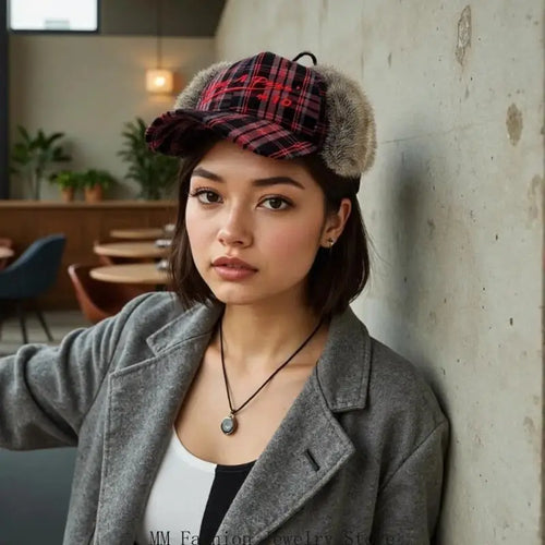 Girls Women Embroidery Furry Casual Hat
