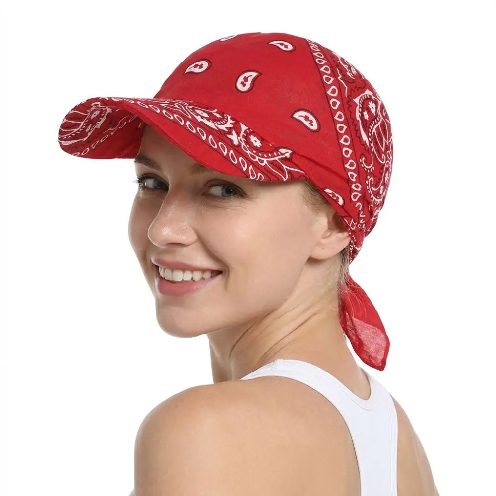 Fashion Wide Brim Baseball Caps Head Scarf Pre-Tied Breathable
