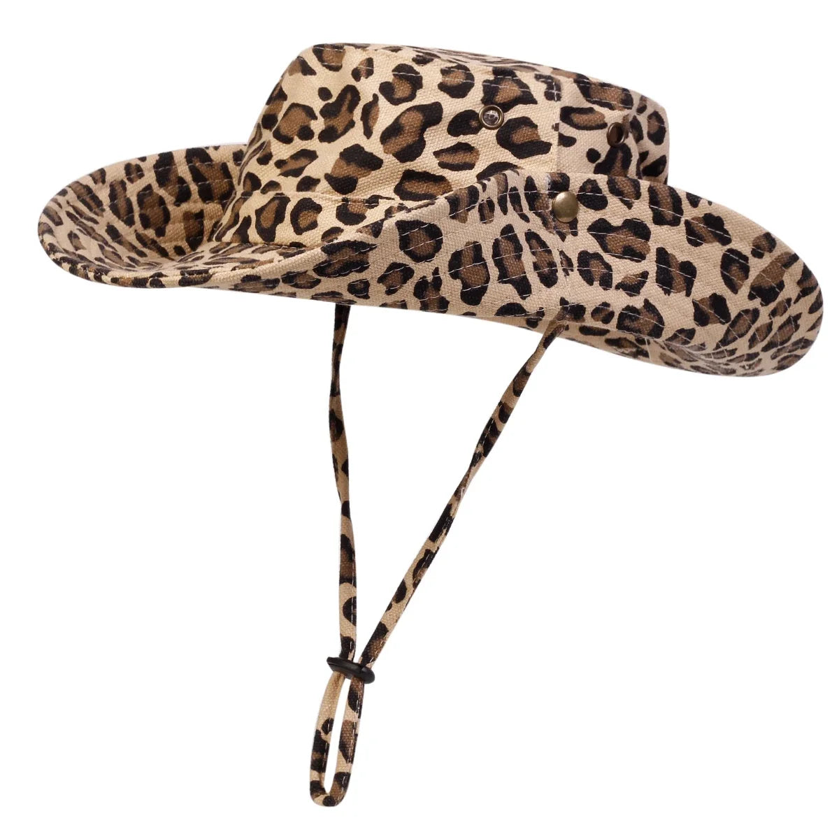 Men Leopard Print Big Brim Bucket Hats Fishermen Caps