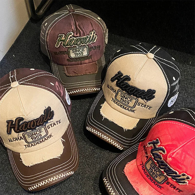 Retro Letter Embroidery Baseball Caps for Women Men
