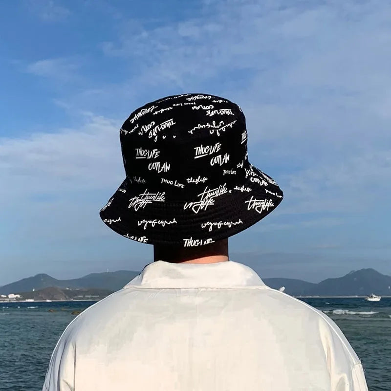 Embroidered English Letters Double-sided Fisherman Hat Universal Summer Thin