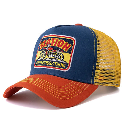 Unisex Mesh Classic Motorcycle Pattern Breathable Summer Baseball Cap