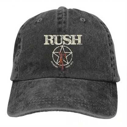 Rush Band Unisex Baseball Cap, Washed Cotton, Tattoo Design, Sports Style