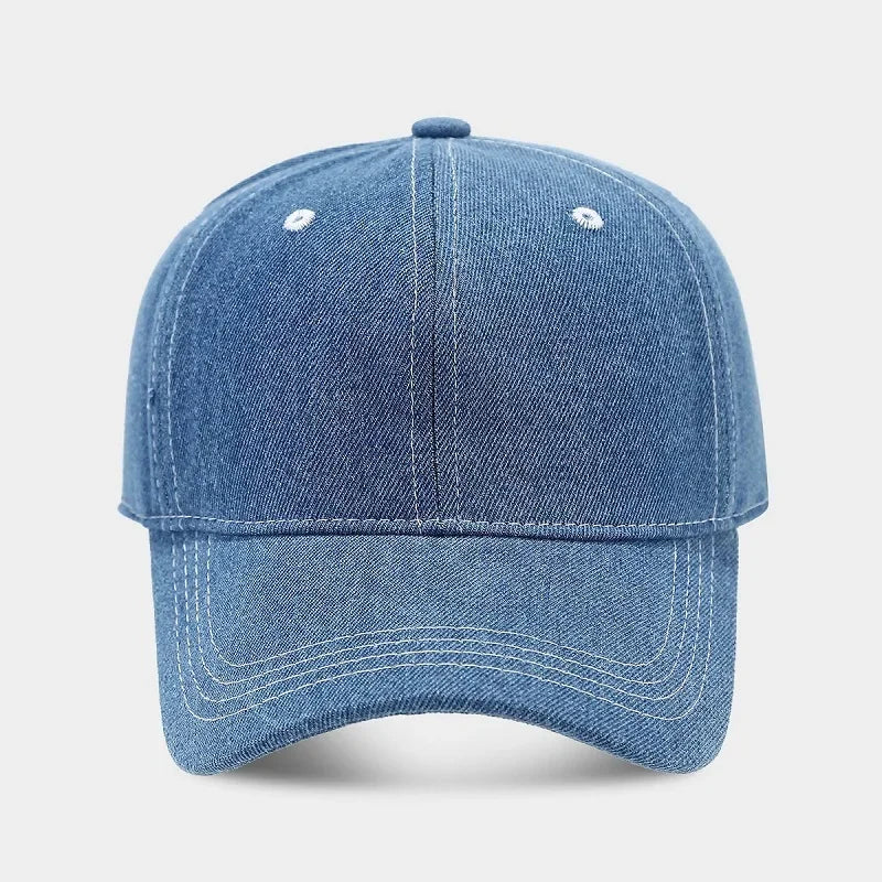 Solid Color Denim Baseball Cap For Women Korean