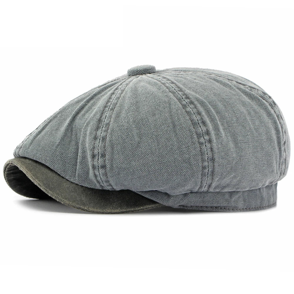 Women Retro Washed Cotton Octagonal Beret Hat