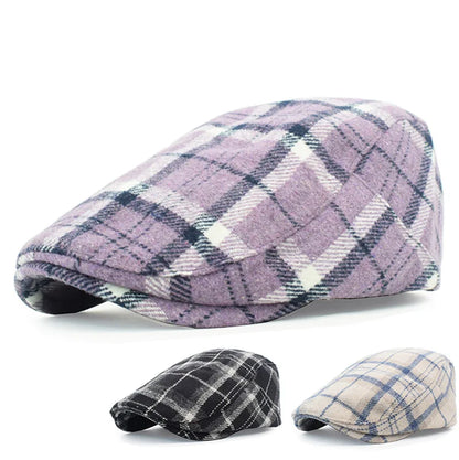 Men's And Women's Fashion Versatile Beret Casual Stripes Warm Octagonal Cap