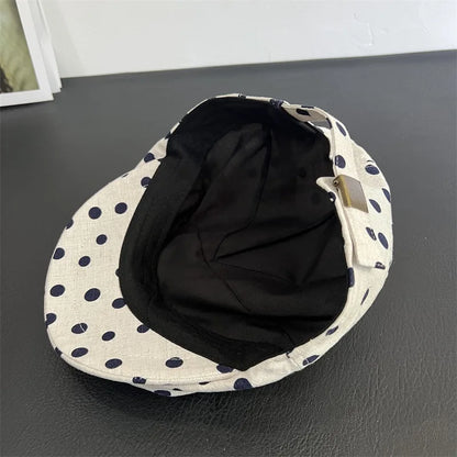 Cap Women Newsboy Hat Dots Print Sun Protection