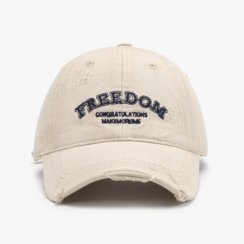 Women Men Baseball Cap Denim Cotton Faded Distressed Ripped Caps