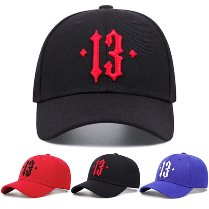 13 Number Embroidery Baseball Cap For Men Cotton Hat