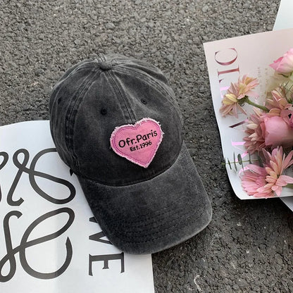Women Y2K Korean Washed Denim Snapback Hat