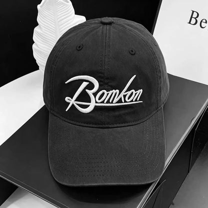 Unisex Washed Denim Baseball Caps Letter Embroidery Kpop Cotton Cap For Women Men