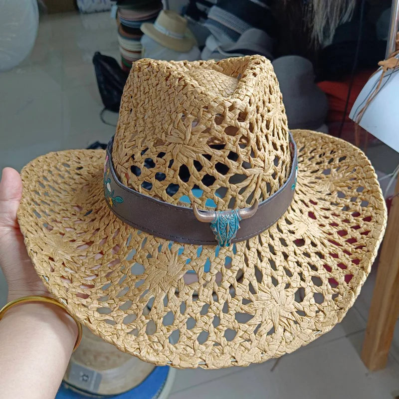 Woven Hard Summer Sapphire Accessories Neutral Cowboy Hat