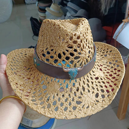 Woven Hard Summer Sapphire Accessories Neutral Cowboy Hat