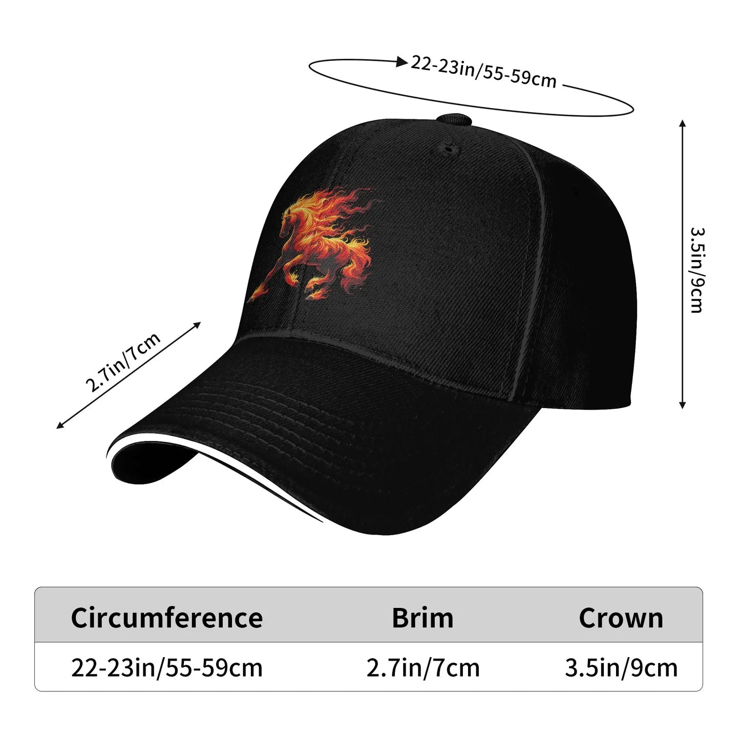 Fire Horse Animal Horse Baseball Cap Unisex-Teens Custom Trucker Hat