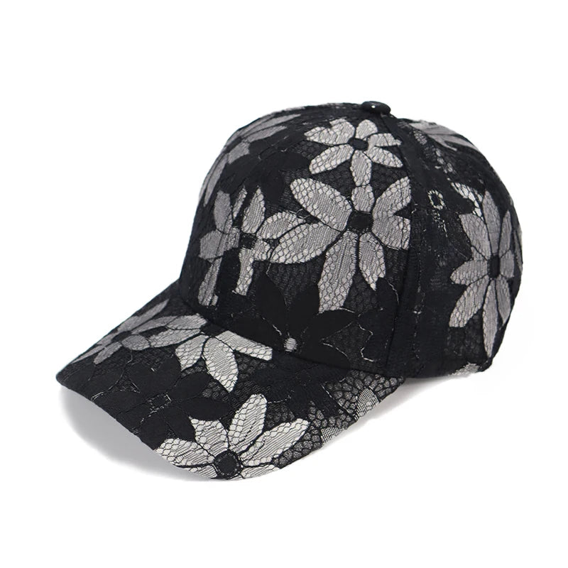 Women Lace Flower Baseball Caps Adult