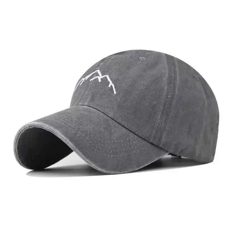 Unisex Washed Cotton Cap Mountain Embroidery Vintage Baseball Cap