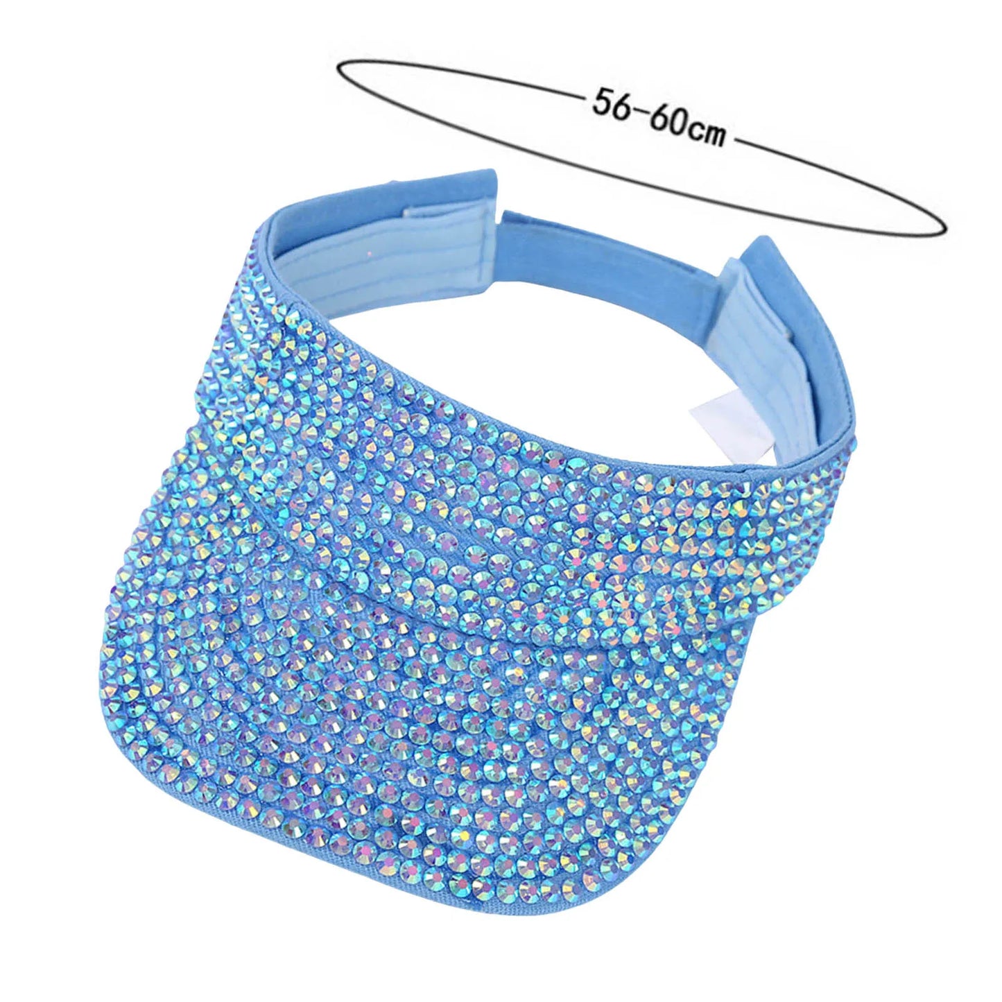 Glitter Visor Shiny Rhinestones Sport Cap Solid Empty Top Hats