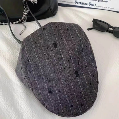 Retro Niche Fashion Striped Forward Cap For Women