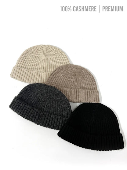 100% Cashmere Knitted Trawler Beanie Skullcap Watch Caps