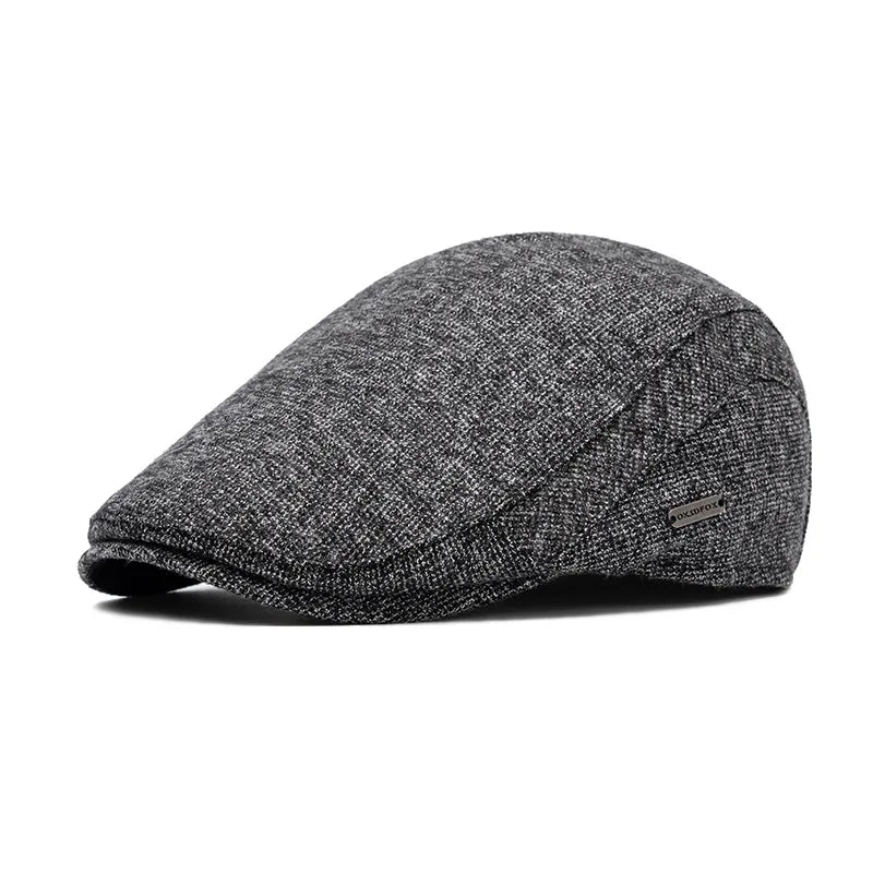 Autumn Winter Warm Fleece Beret Men's Knitted Flat Cap