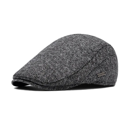 Autumn Winter Warm Fleece Beret Men's Knitted Flat Cap