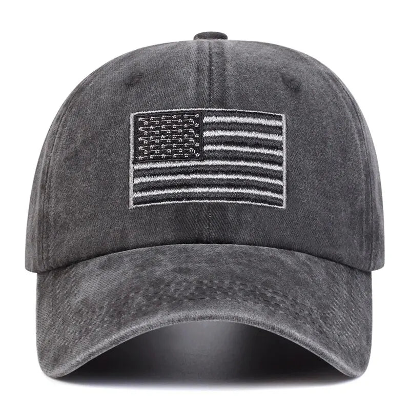 Unisex American Flag Embroidery Wash Baseball Caps Spring and Autumn Outdoor