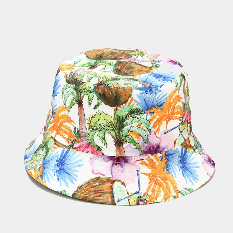 Fashion Plant Printing Pattern Fisherman Hat Spring and Summer