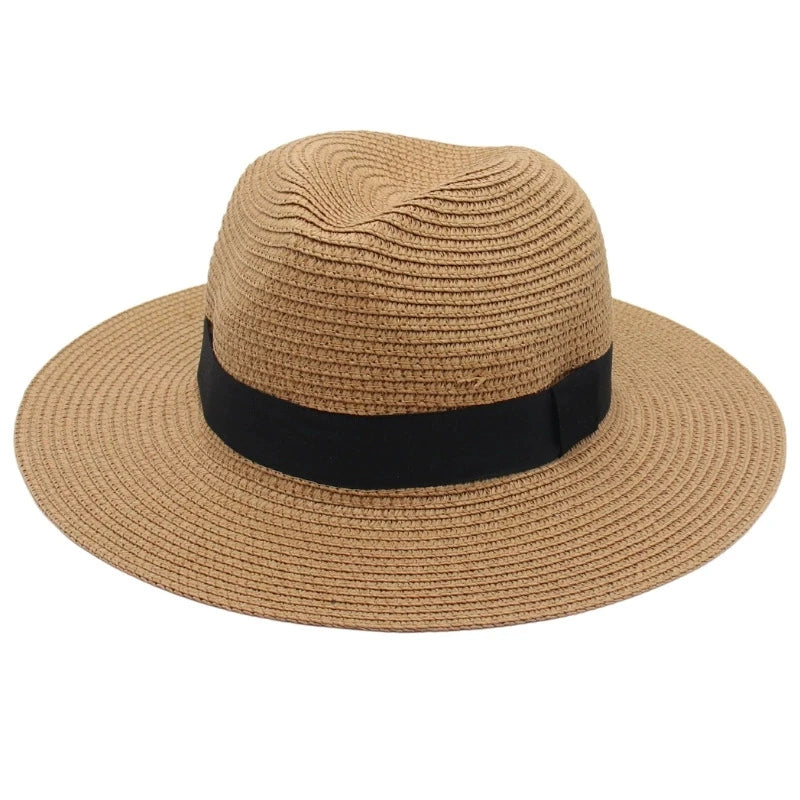 Spring And Summer Hot Selling Panama Straw Hat Square Black Ribbon Korean Style Hat