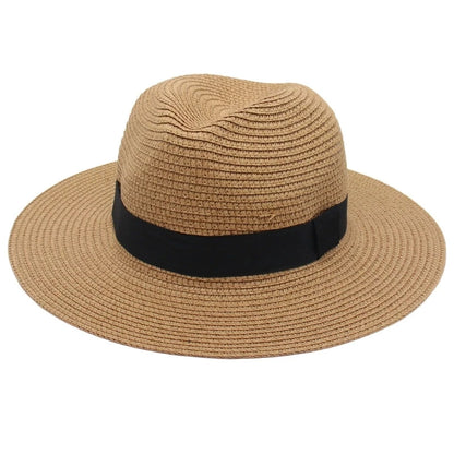 Spring And Summer Hot Selling Panama Straw Hat Square Black Ribbon Korean Style Hat