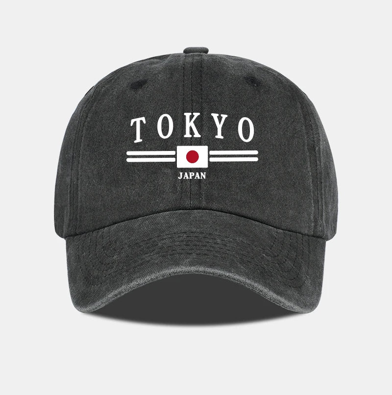 TOKYO JAPAN Printed Washed Baseball Cap Tokyo Japan Urban Style Classic Fashion Daily Commuting