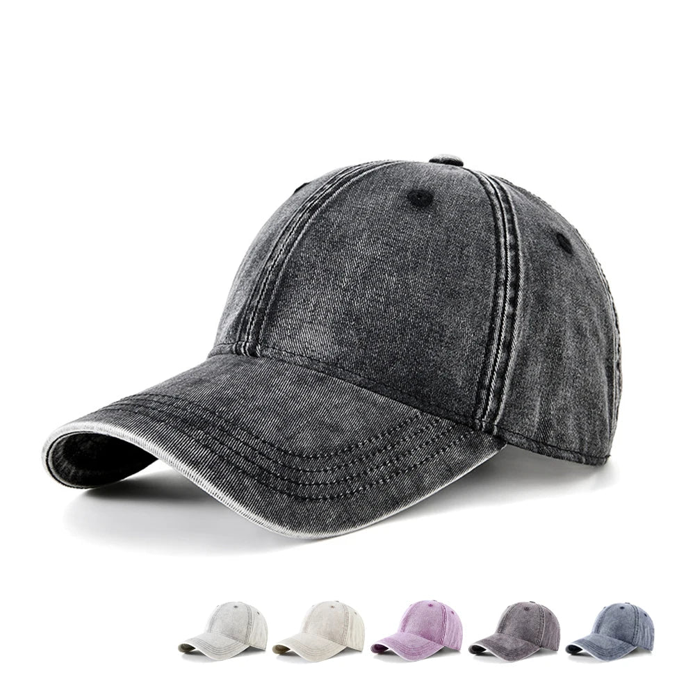 Blank Black Cotton Washed Vintage Baseball Hats